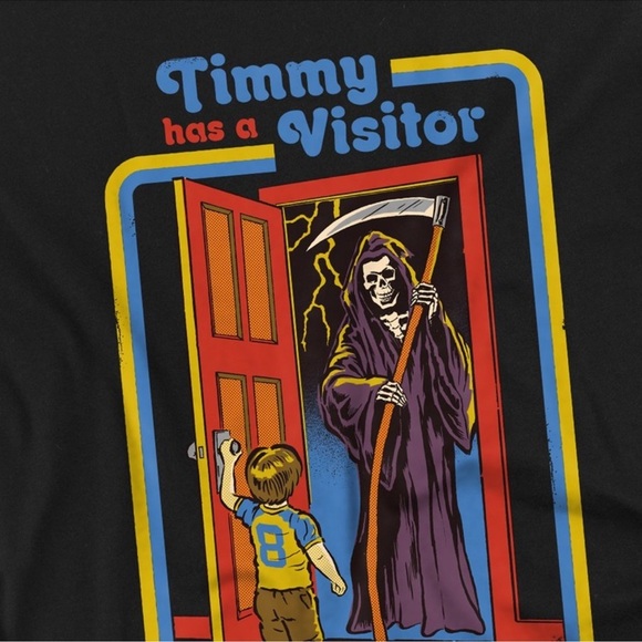 Steven Rhodes Timmy Has a Visitor Black Graphic Tee Size M - Picture 2 of 2